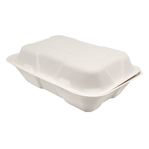 9”x9″ Bagasse Hinged Containers