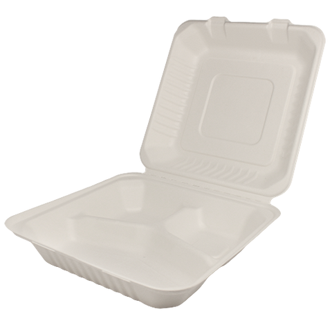 6”x6” Compostable Bagasse Hinged Containers