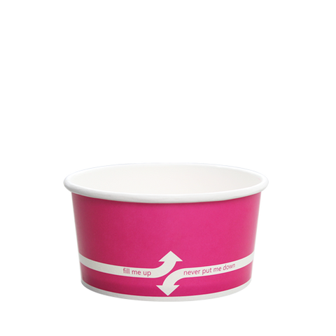 8oz Hot/Cold Paper Food Containers – Pink (95mm)