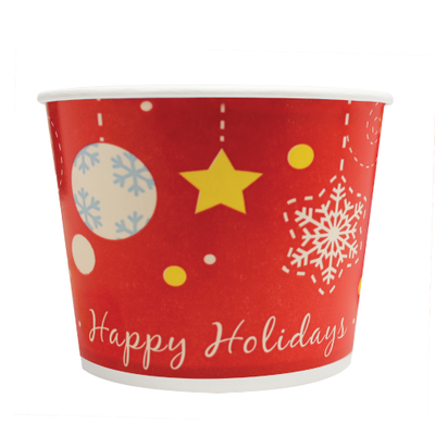 16oz Hot/Cold Paper Food Containers – Holiday (112mm)