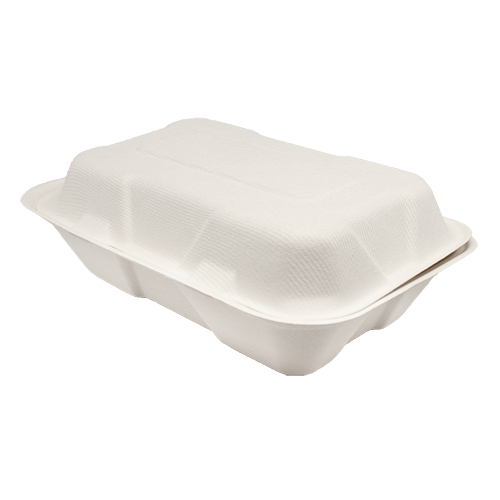 9”x6” Bagasse Hinged Containers