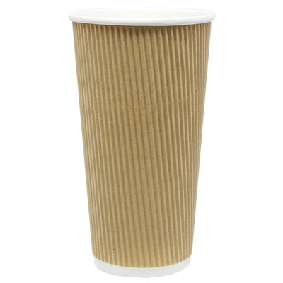 20oz Ripple Paper Hot Cups – Kraft (90mm)