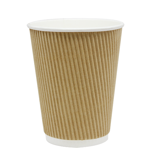 12oz Ripple Paper Hot Cups – Kraft (90mm)