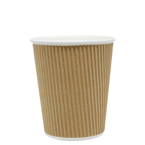 8oz Ripple Paper Hot Cups – Kraft (80mm)
