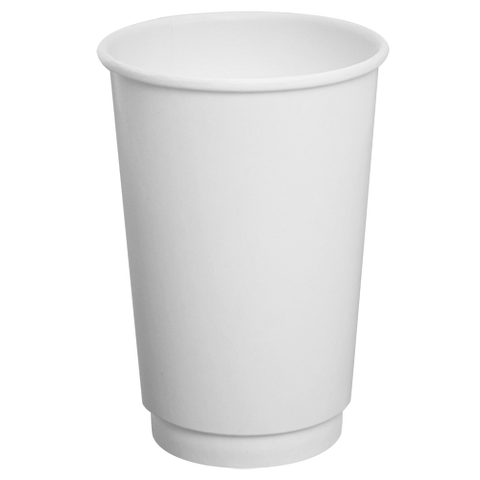 Paper Coffee Cups with Lids - 16 oz White with Black Sipper Dome Lids (90mm)